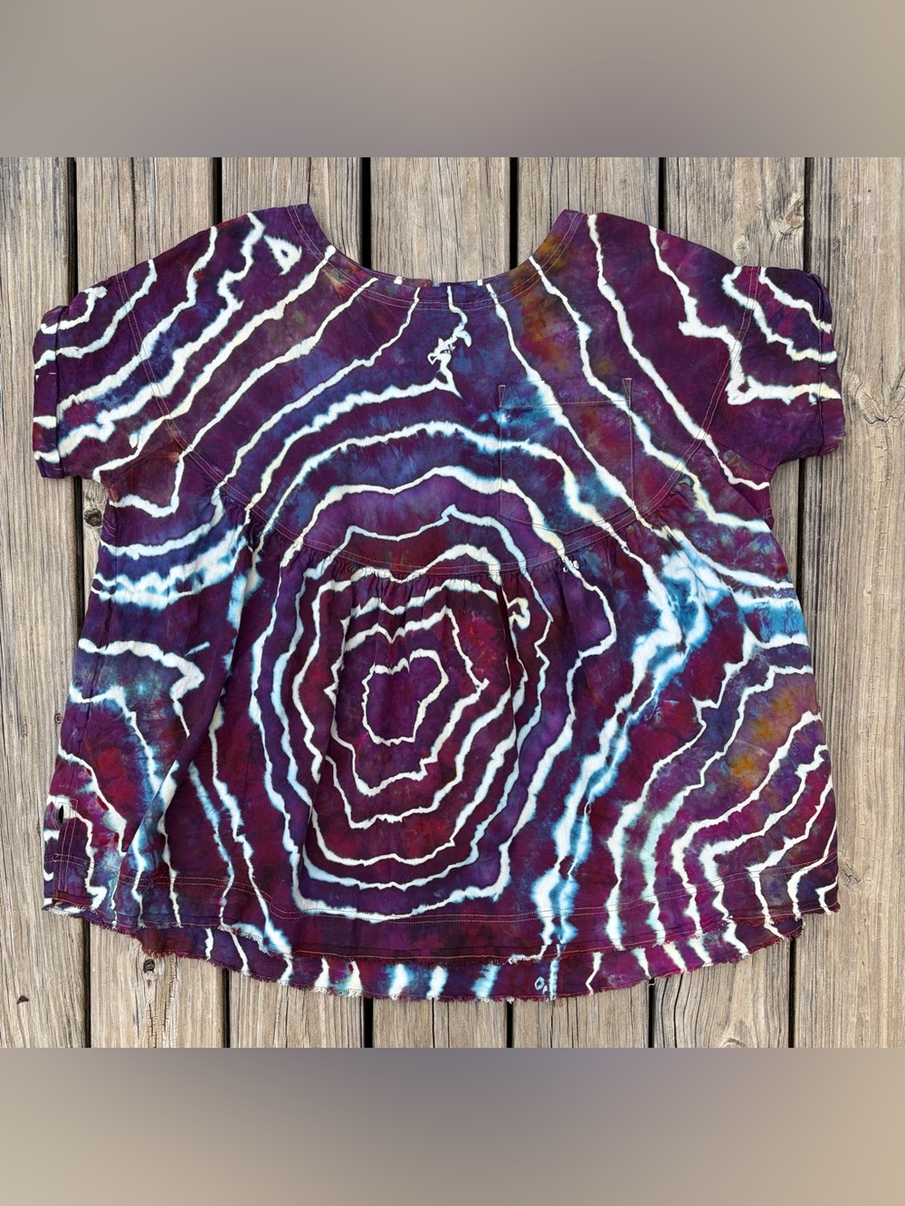 We The Free Ice Dyed Moon City Short Sleeve Linen Blend Tunic